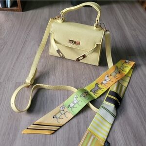 Elegant Vegan Leather Crossbody And Horse Twilly Scarf